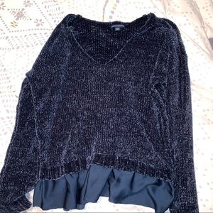 American eagle chiffon navy sweater